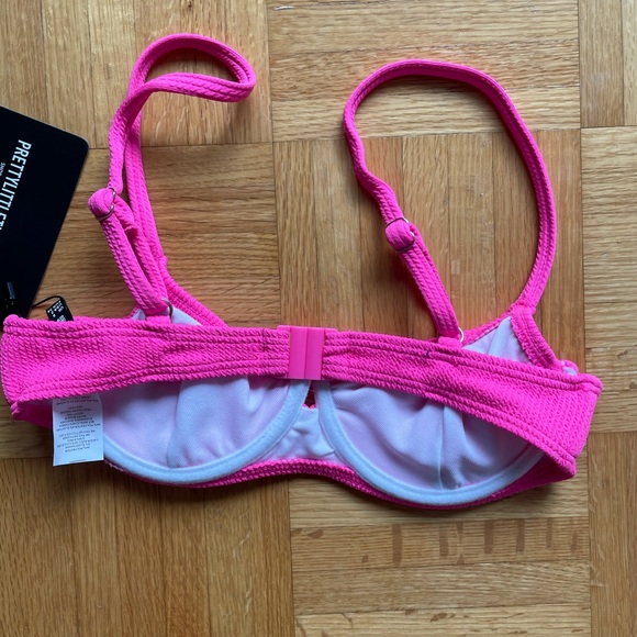 PLT Neon Pink Underwired Crinkle Bikini Top - Picture 7 of 9